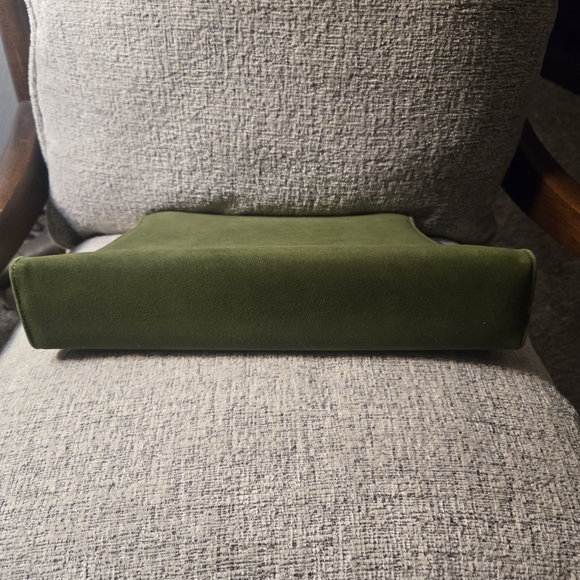 Vintage Ande Olive Green Velour/Suede Clutch Bag Gold Hardware 12" X 7.5" 1950's - Picture 3 of 4